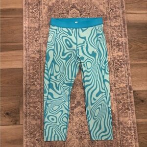 Fanka Womens Body Sculpt Side Pocket 7/8 Leggings Pants medium  Blue Compression